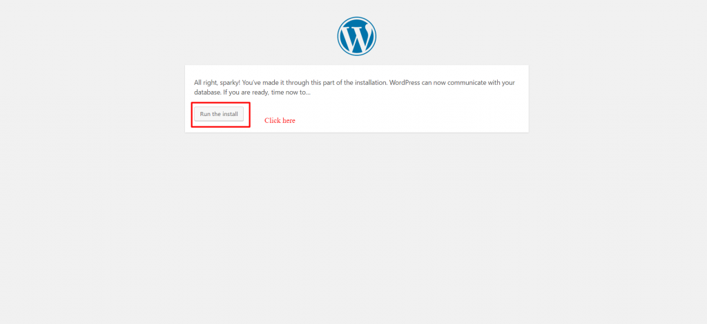 Wordpress run installation